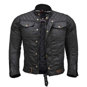 RIDERACT® Mens Motorcycle Jacket Waterproof Waxed Cotton  Biker Riding Jacket